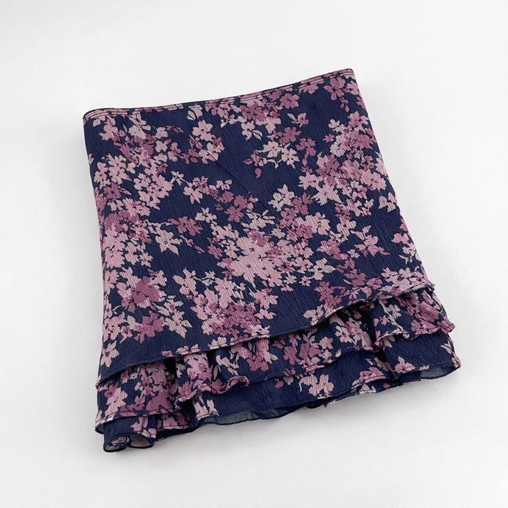 Calvin Klein Womens Purple Floral Print Tiered Ruffle Midi Skirt Size‎ 6